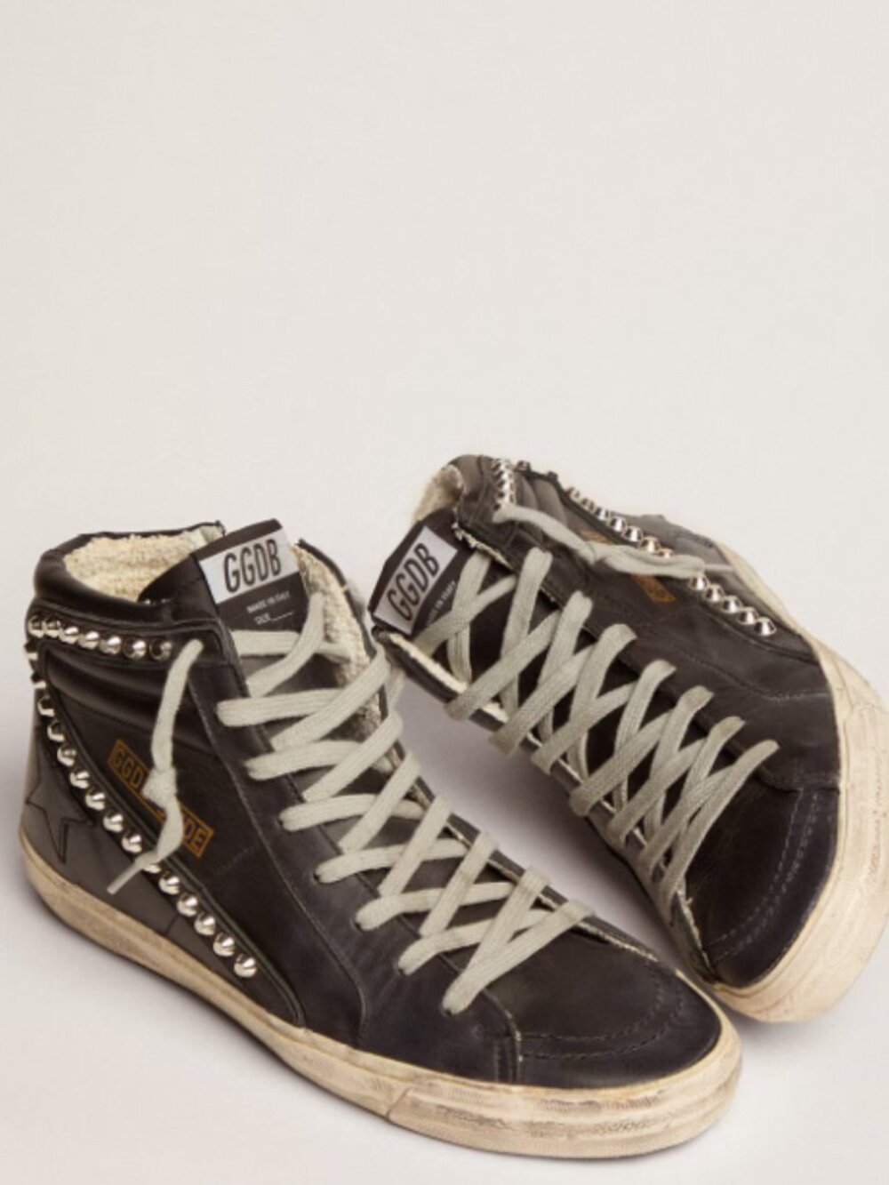 Authentic Golden Goose Slide Black Stud Sneaker Size 37